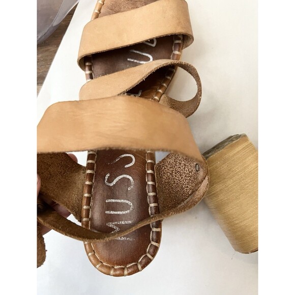 Musse & Cloud Fria Platform Leather Sandal Tan Brass Buckle Size 41 Size 10 - Picture 8 of 10